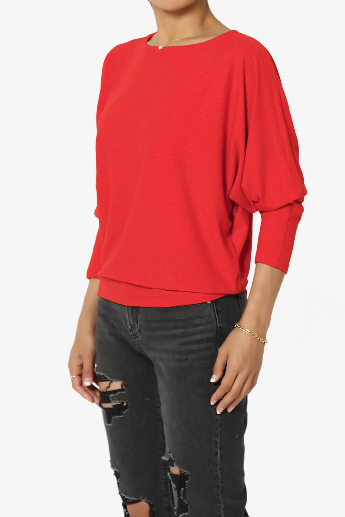 Pepper Dolman Sleeve Ribbed Top PLUS