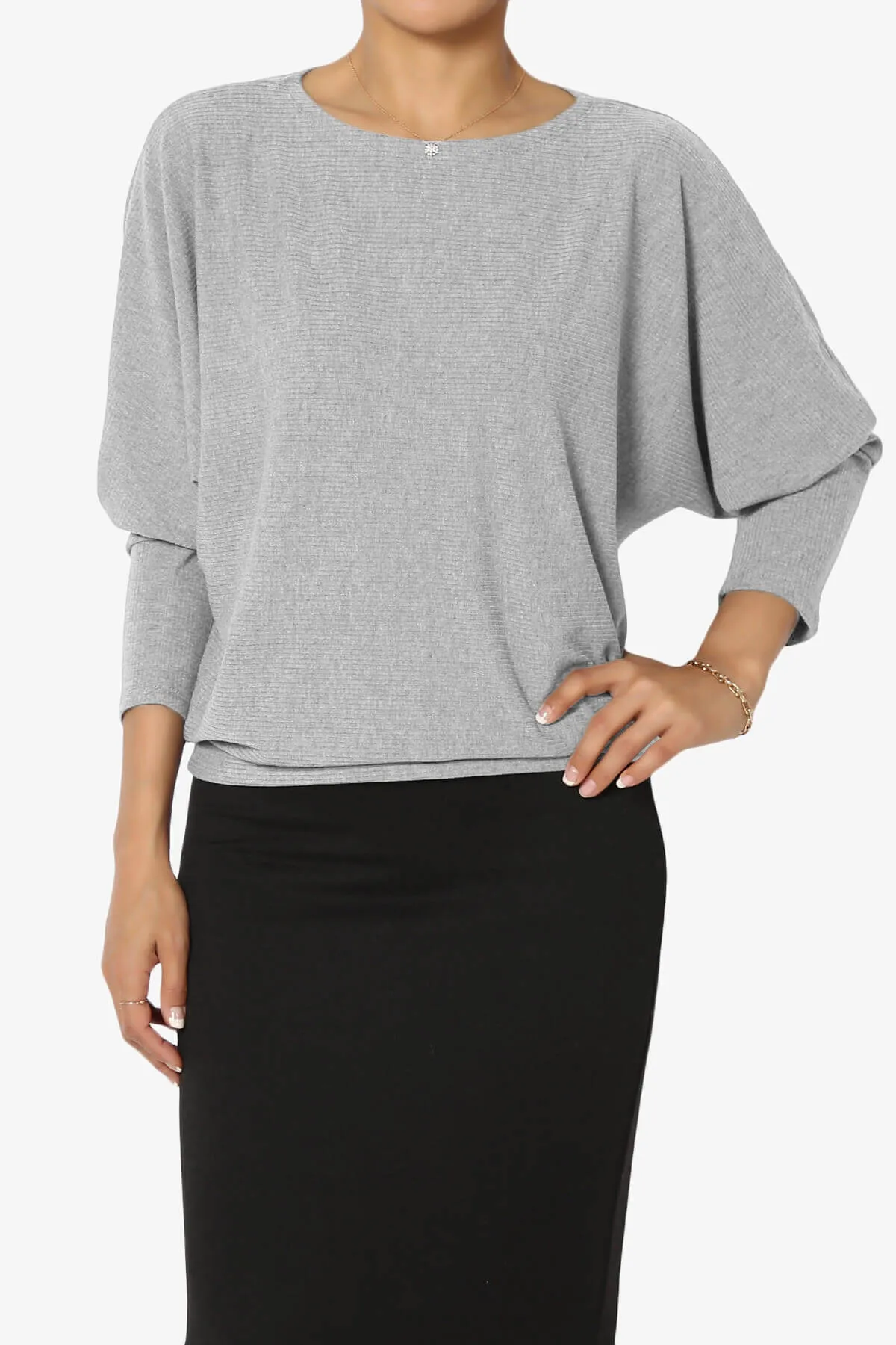 Pepper Dolman Sleeve Ribbed Top PLUS