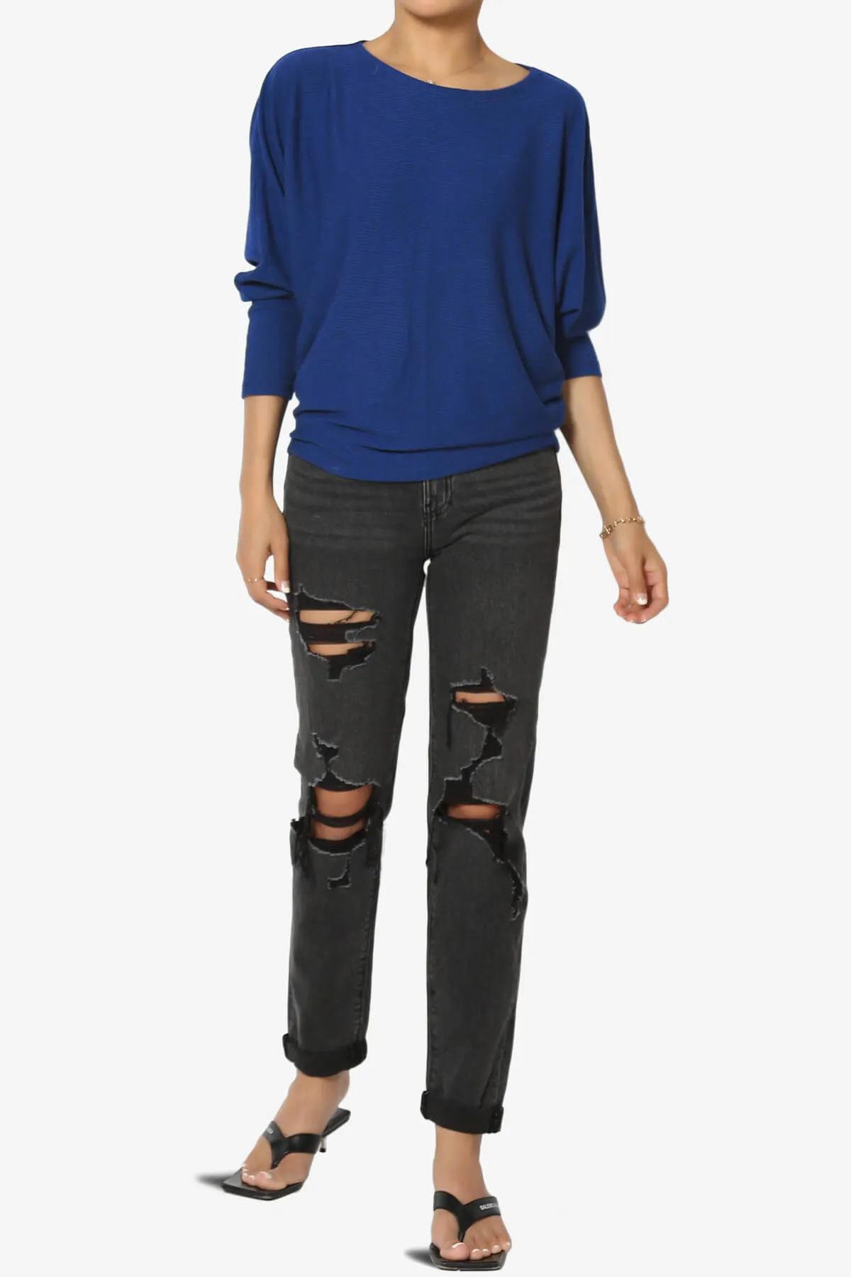 Pepper Dolman Sleeve Ribbed Top PLUS