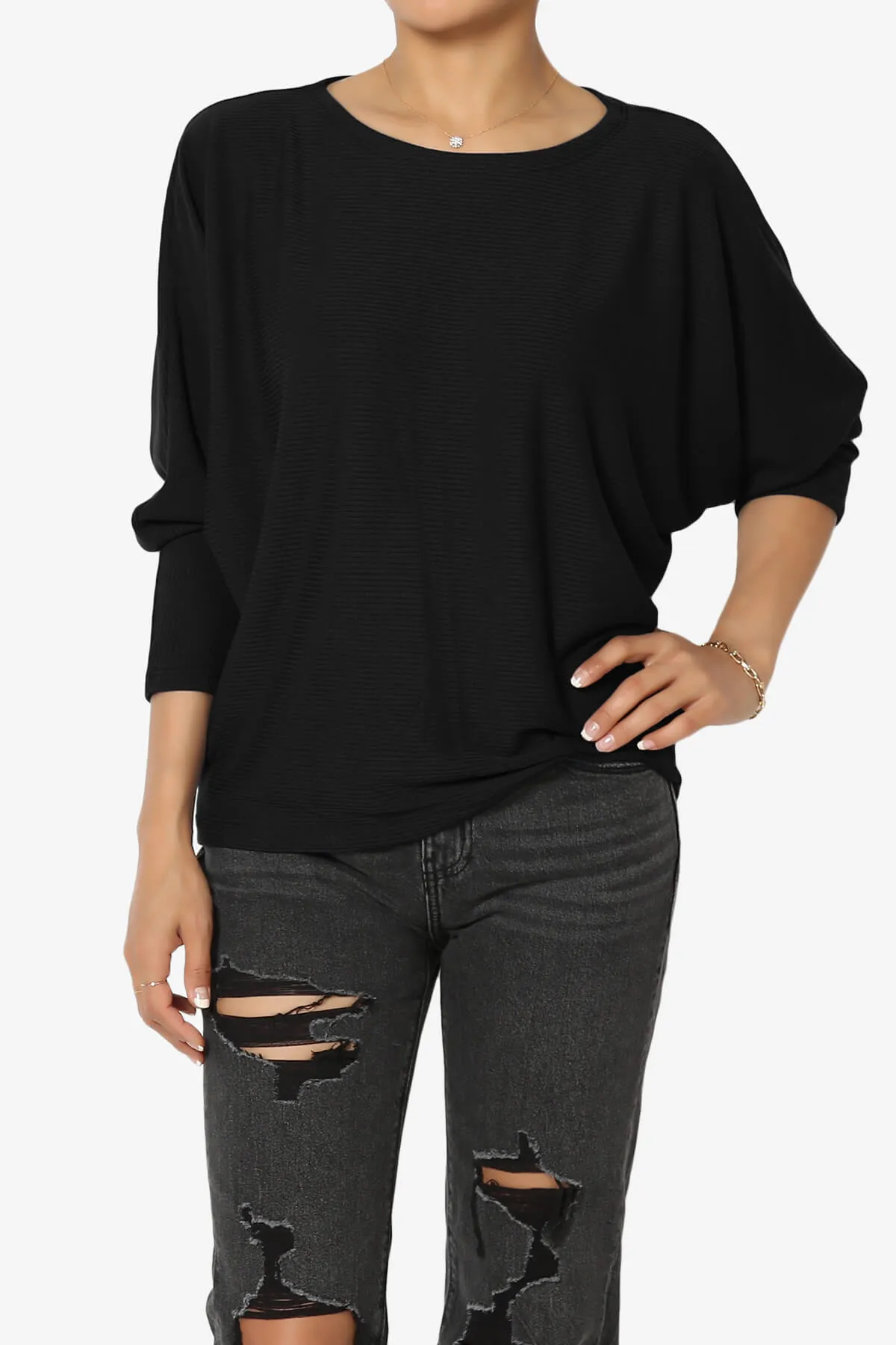 Pepper Dolman Sleeve Ribbed Top PLUS