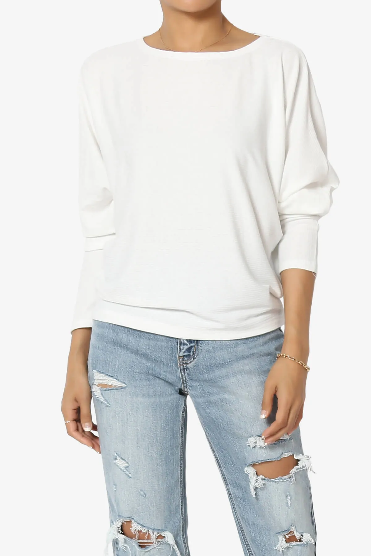 Pepper Dolman Sleeve Ribbed Top PLUS