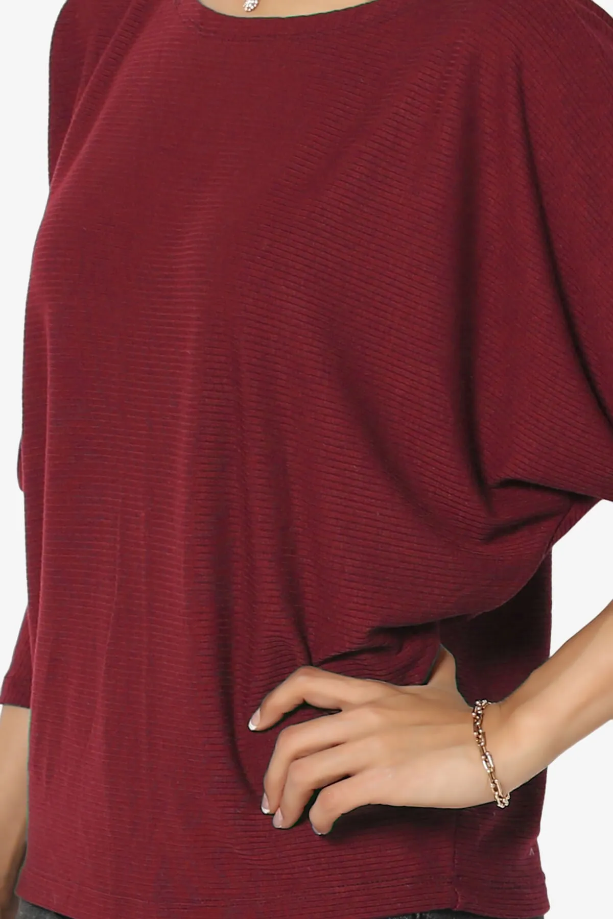 Pepper Dolman Sleeve Ribbed Top PLUS