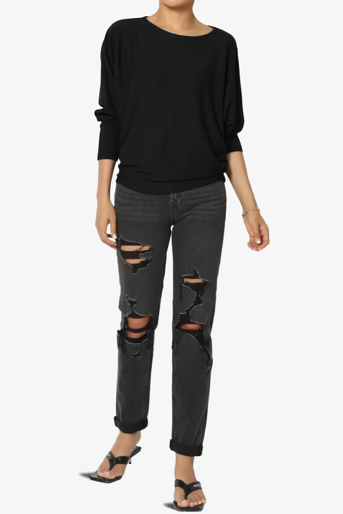 Pepper Dolman Sleeve Ribbed Top PLUS