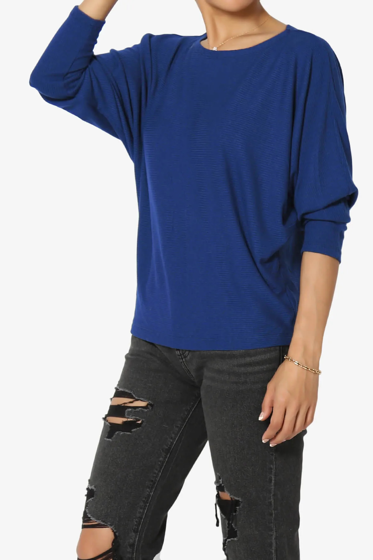 Pepper Dolman Sleeve Ribbed Top PLUS