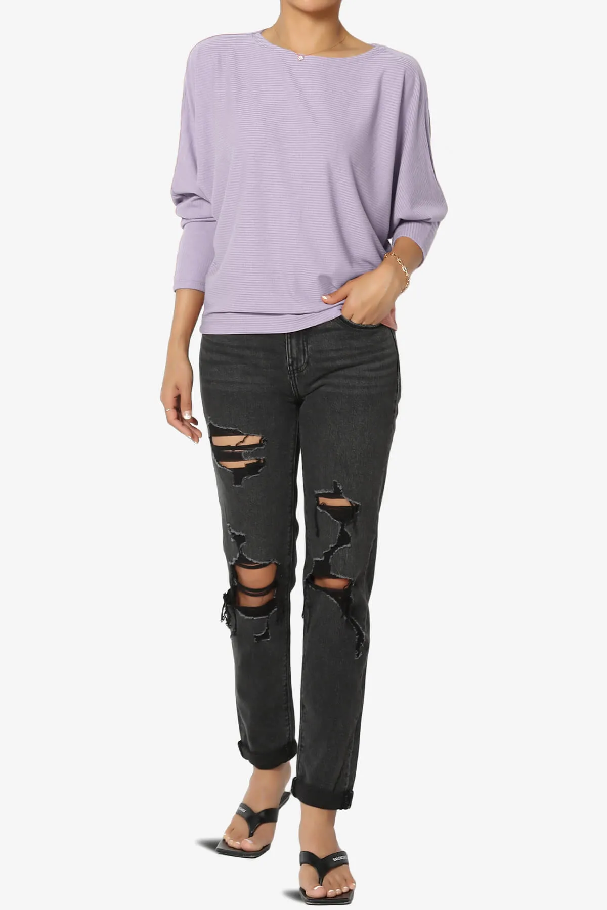 Pepper Dolman Sleeve Ribbed Top PLUS