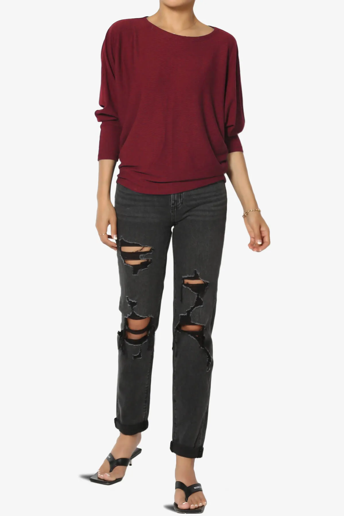 Pepper Dolman Sleeve Ribbed Top PLUS