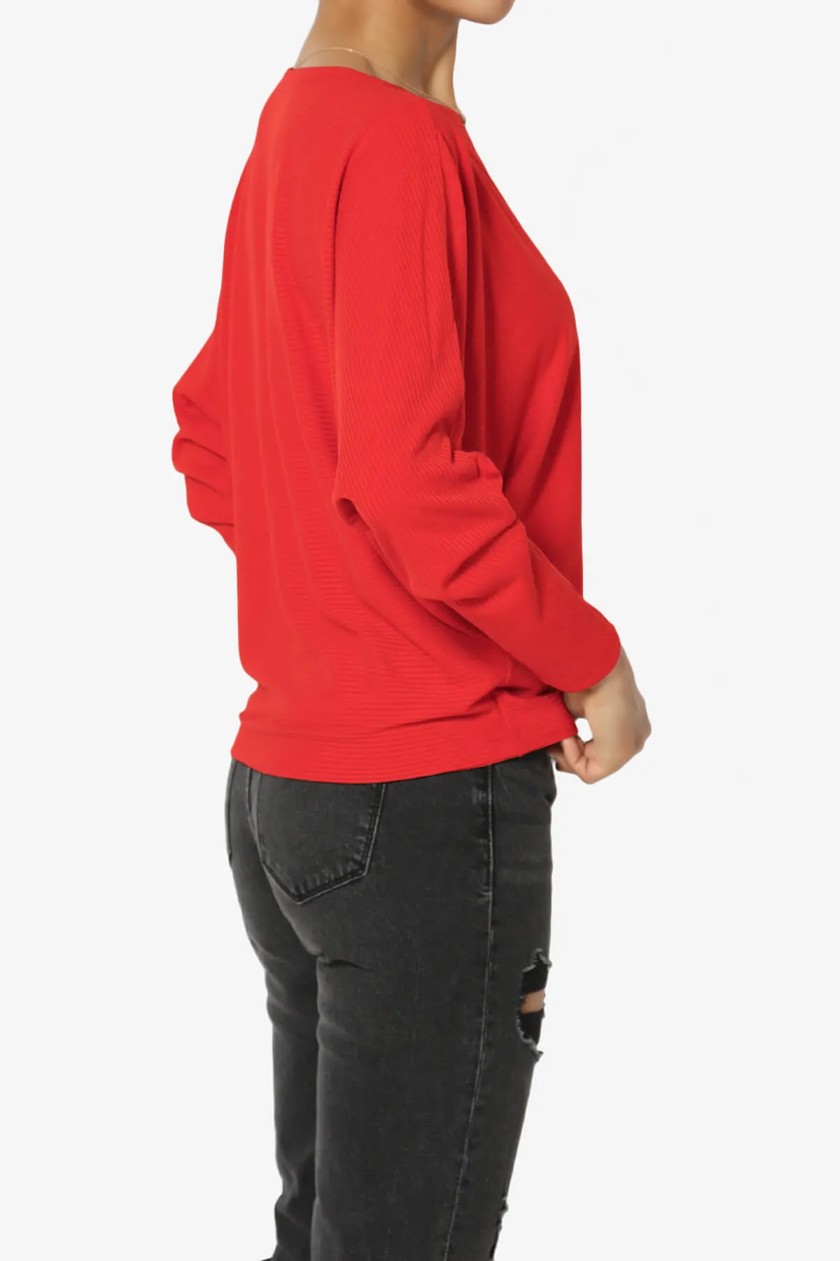 Pepper Dolman Sleeve Ribbed Top PLUS
