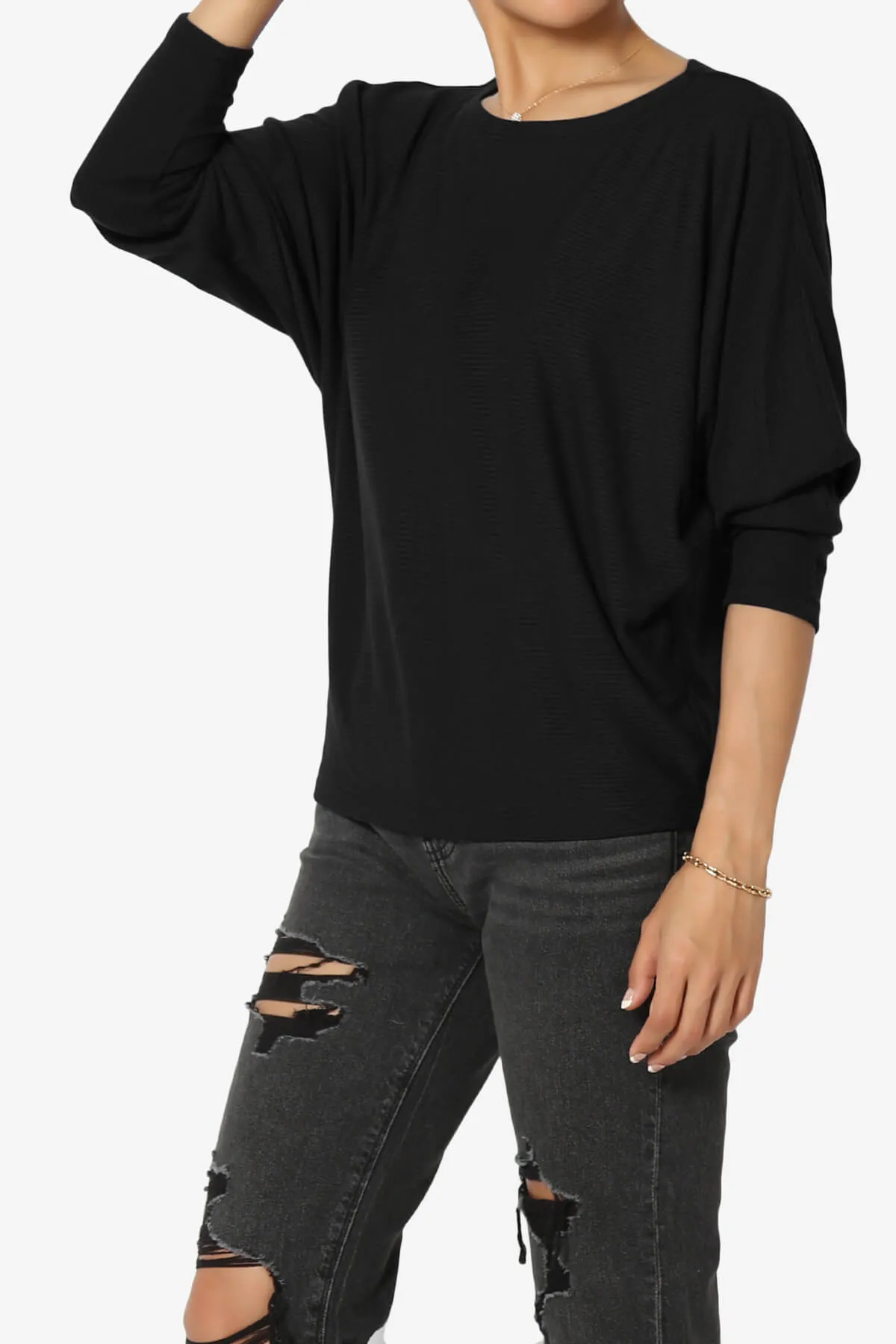 Pepper Dolman Sleeve Ribbed Top PLUS