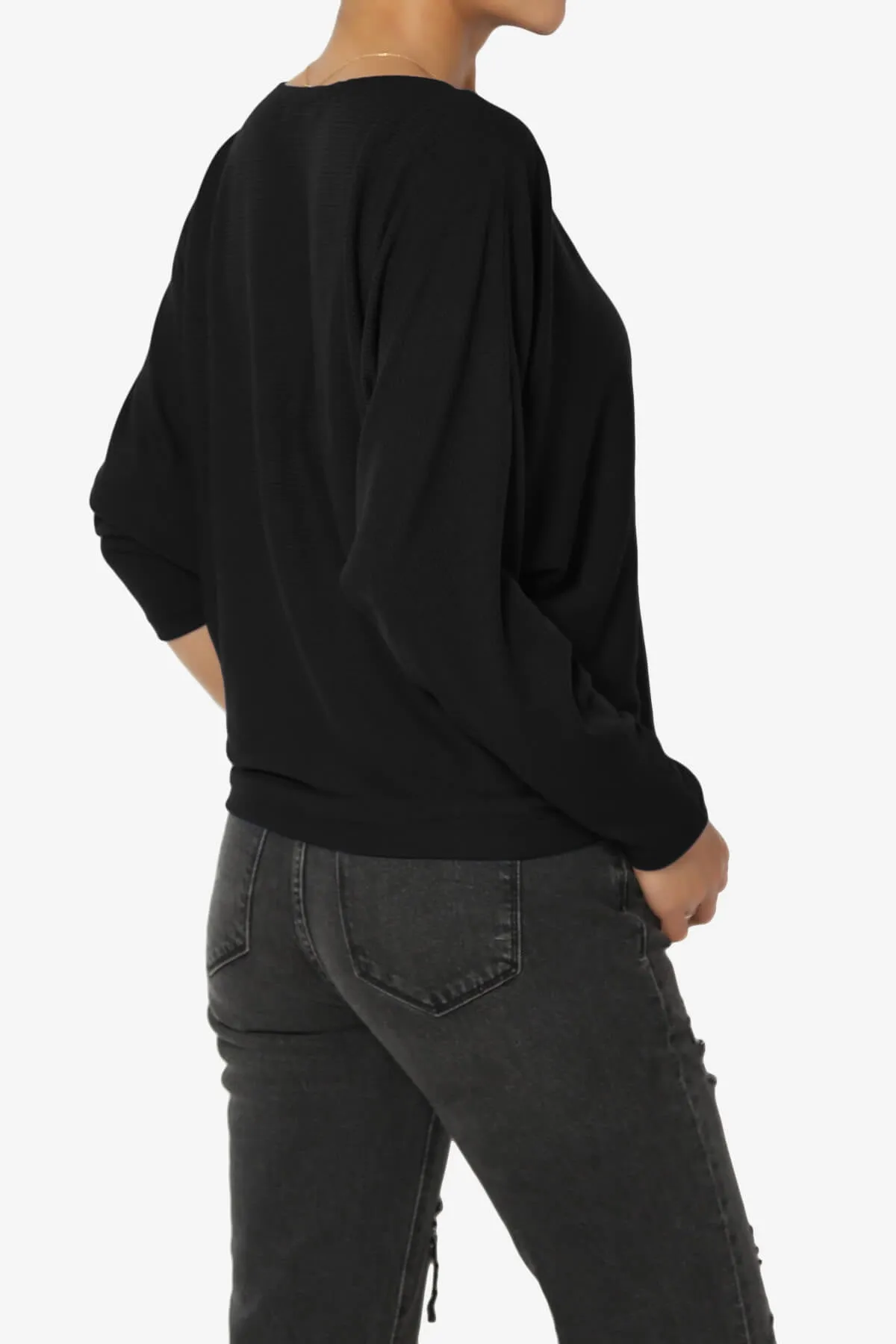 Pepper Dolman Sleeve Ribbed Top PLUS