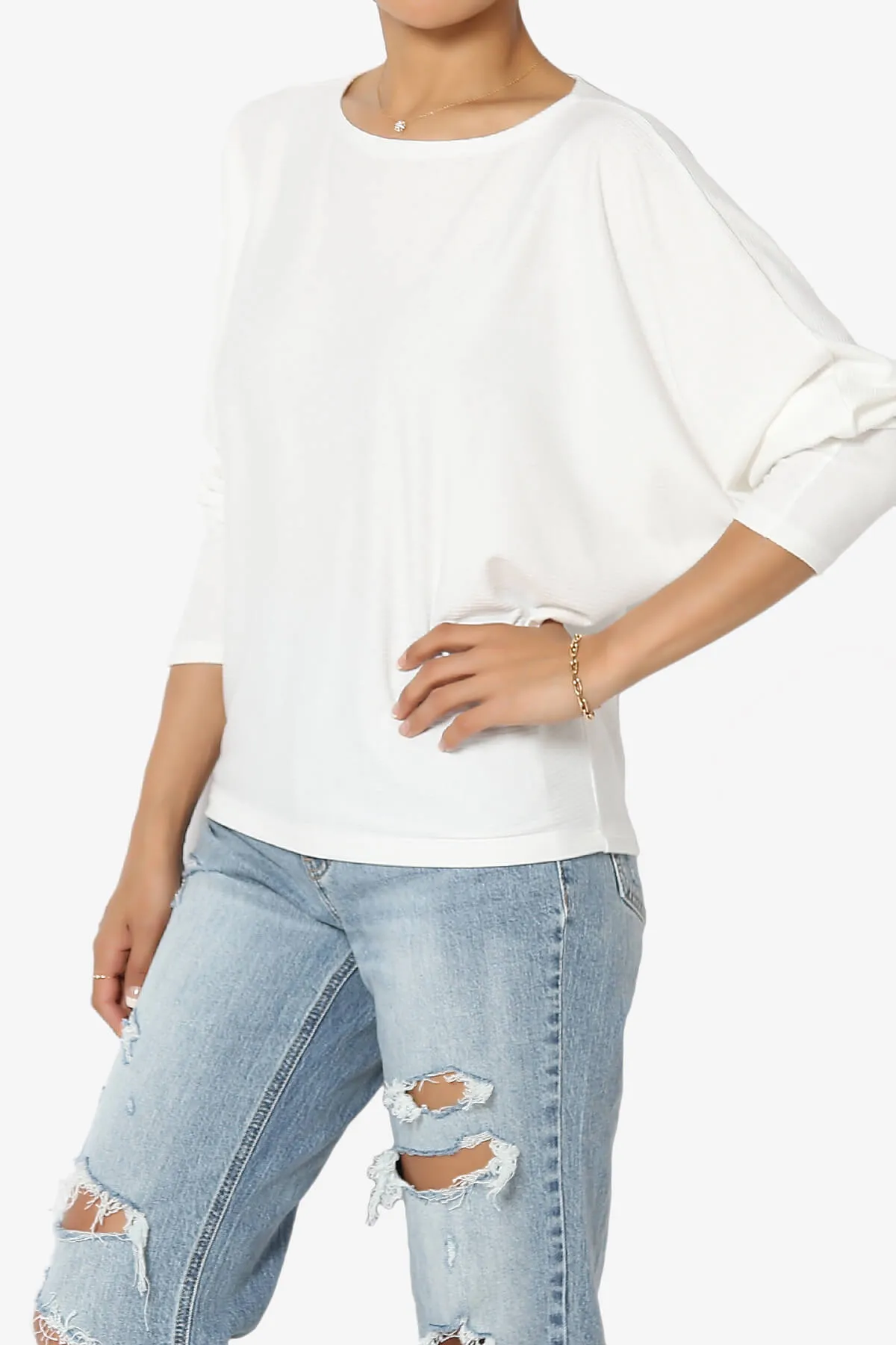 Pepper Dolman Sleeve Ribbed Top PLUS