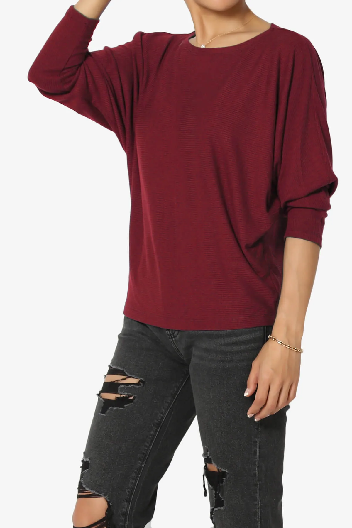Pepper Dolman Sleeve Ribbed Top PLUS