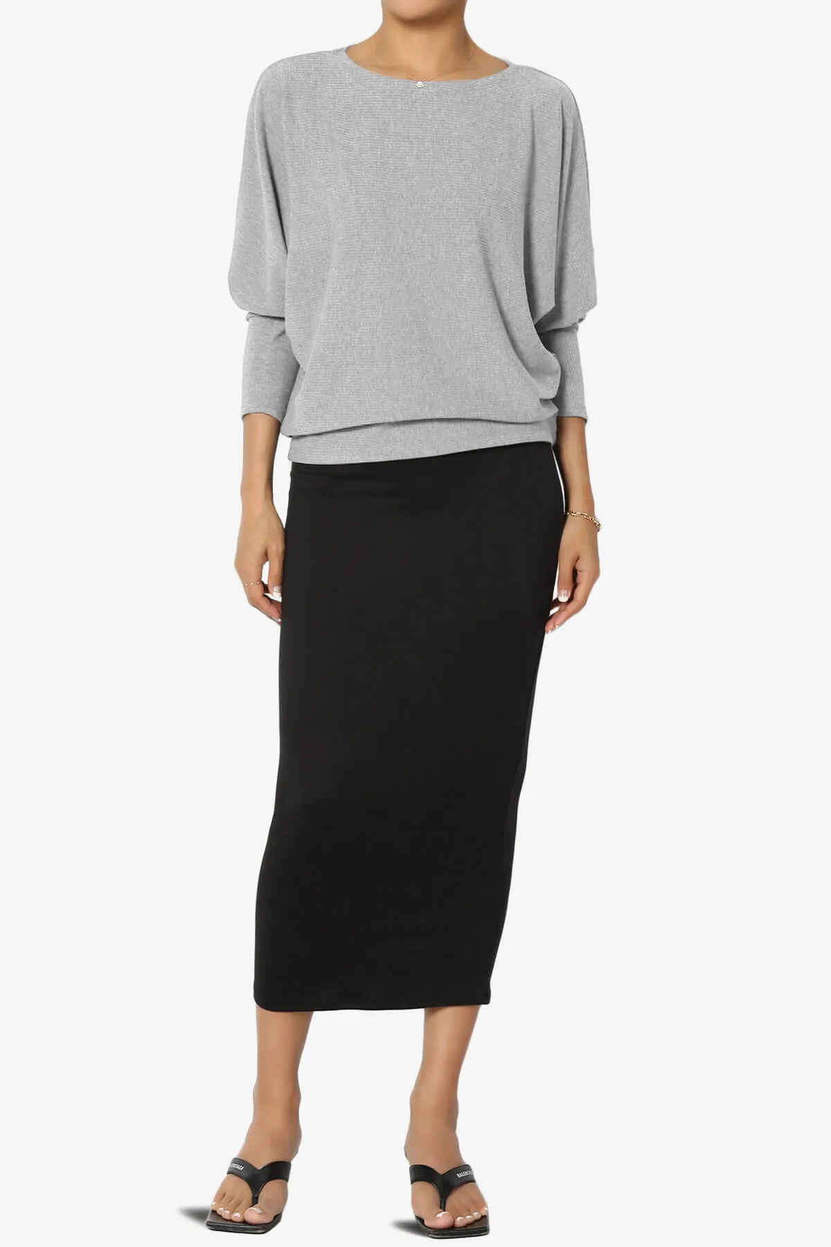 Pepper Dolman Sleeve Ribbed Top PLUS