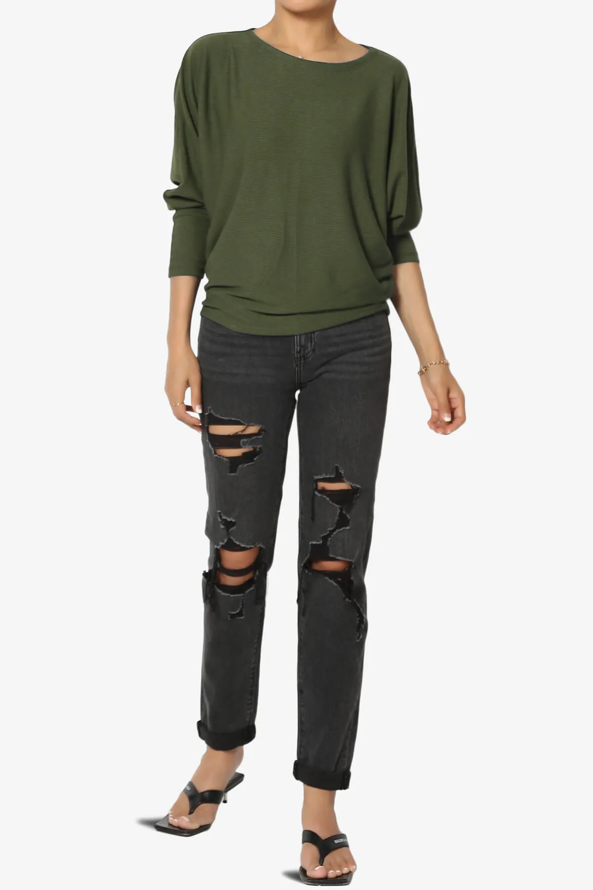 Pepper Dolman Sleeve Ribbed Top PLUS
