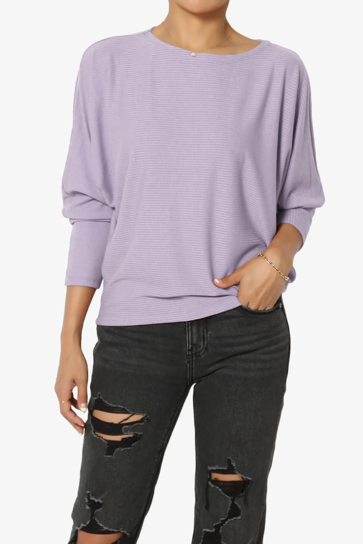 Pepper Dolman Sleeve Ribbed Top PLUS