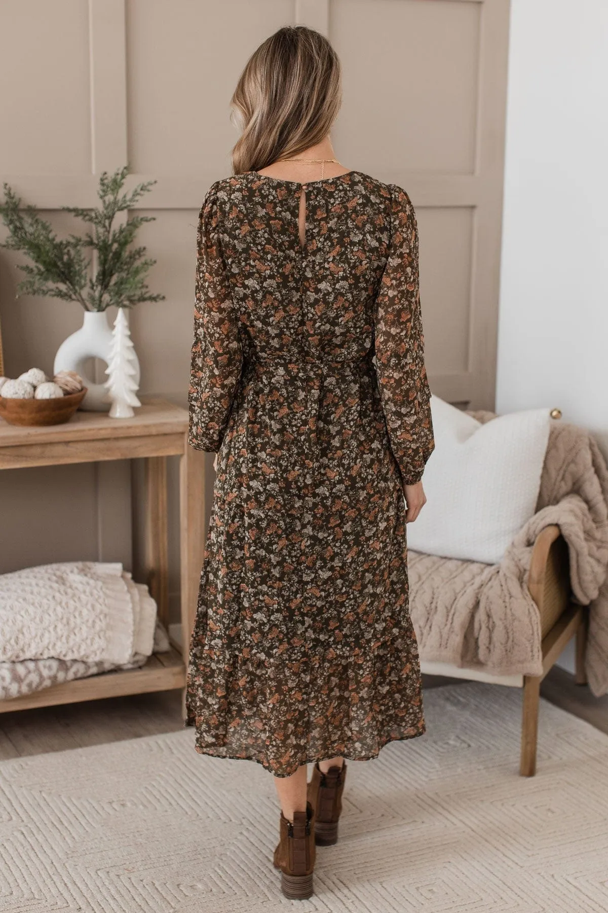 Perfect Prairies Floral Maxi Dress- Olive