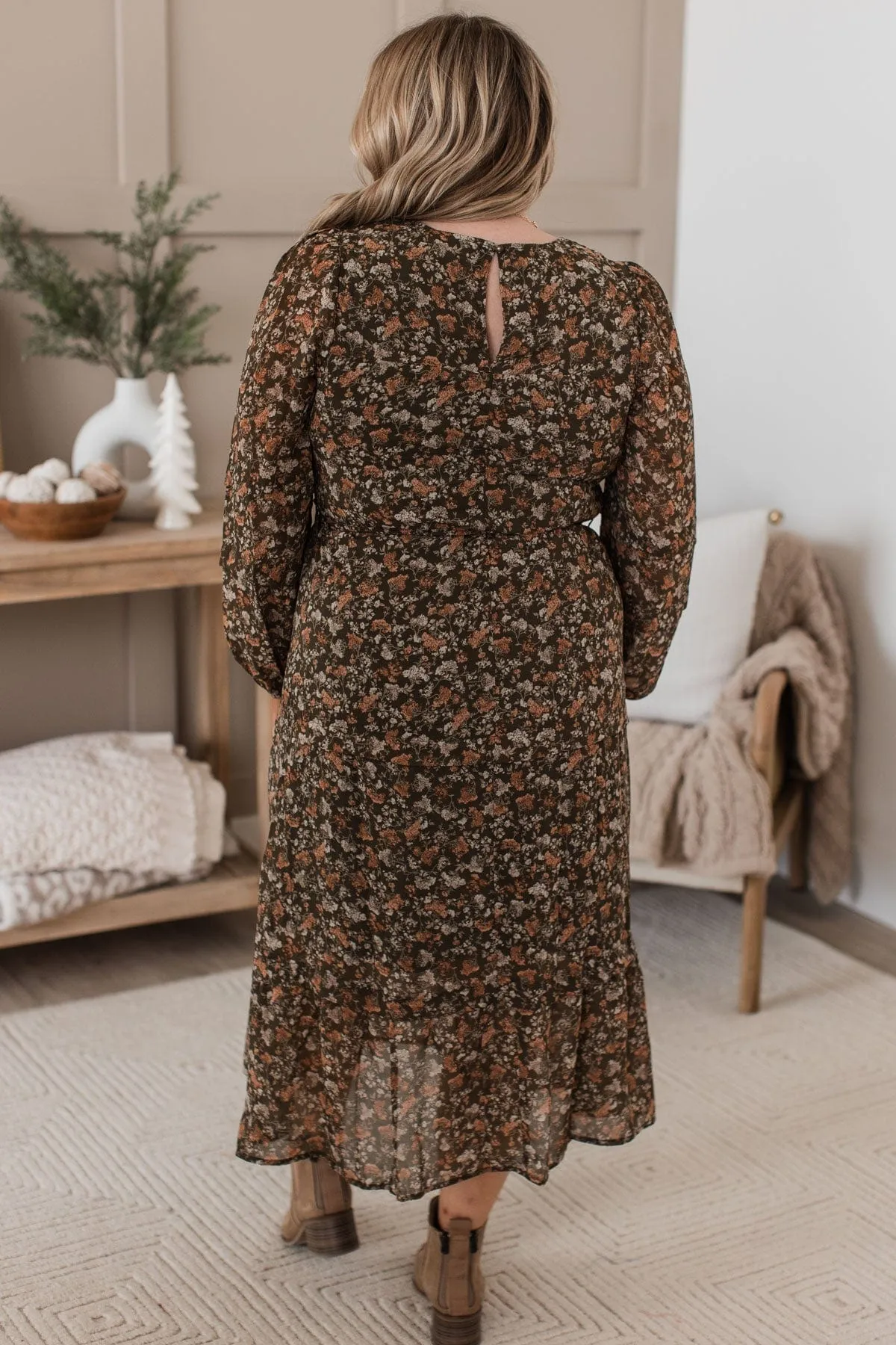 Perfect Prairies Floral Maxi Dress- Olive