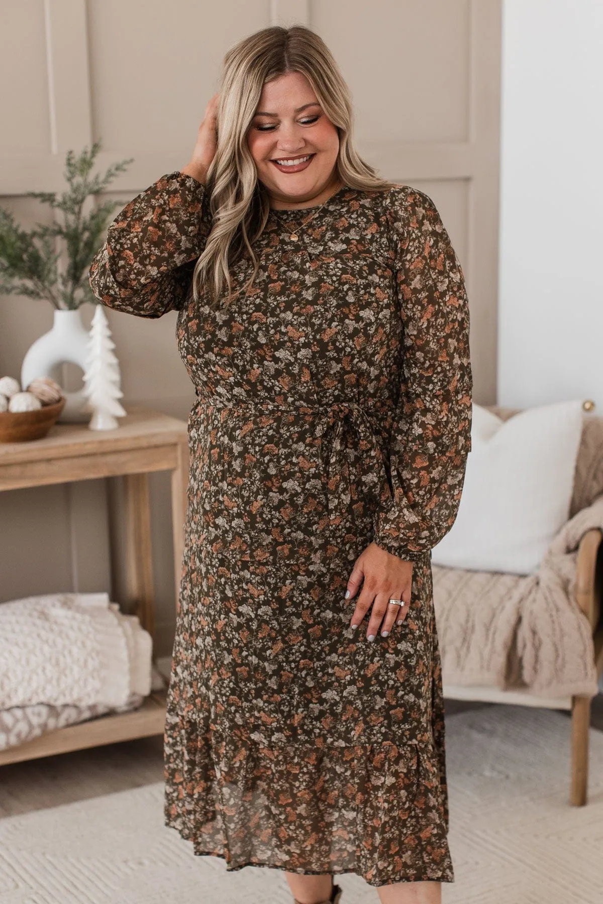 Perfect Prairies Floral Maxi Dress- Olive