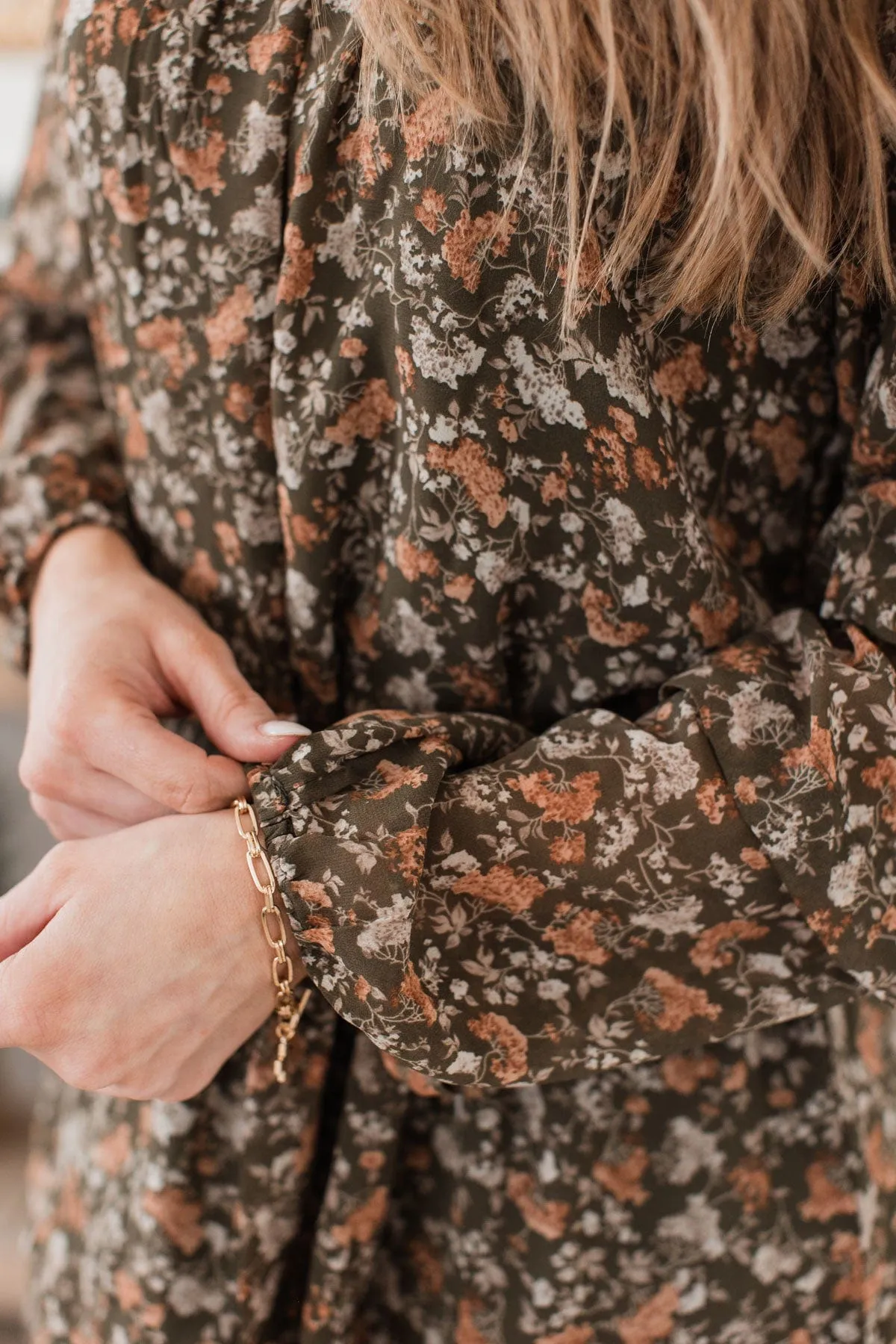 Perfect Prairies Floral Maxi Dress- Olive