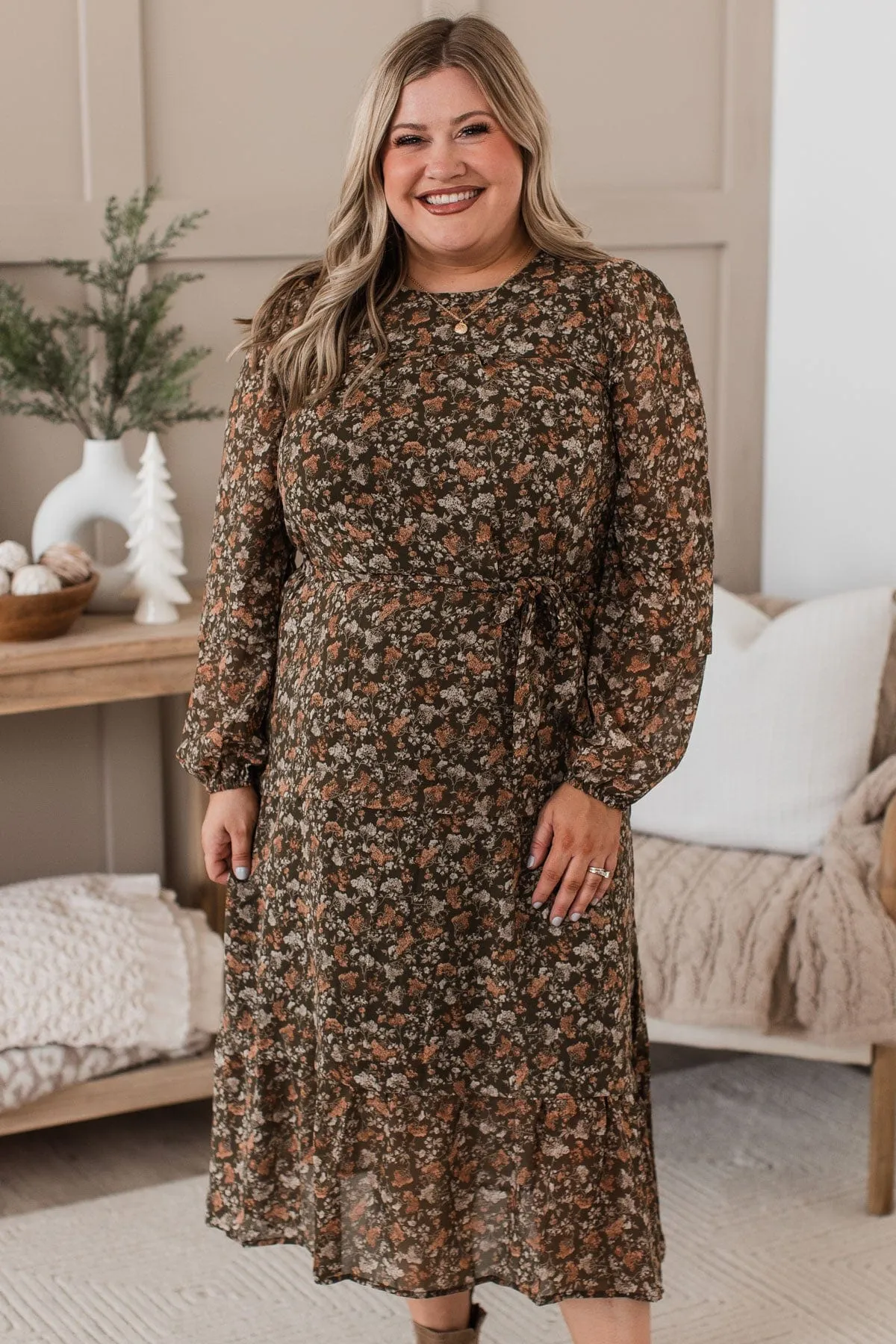 Perfect Prairies Floral Maxi Dress- Olive