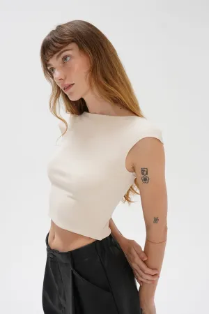 Perle Ribbed Top - Bone