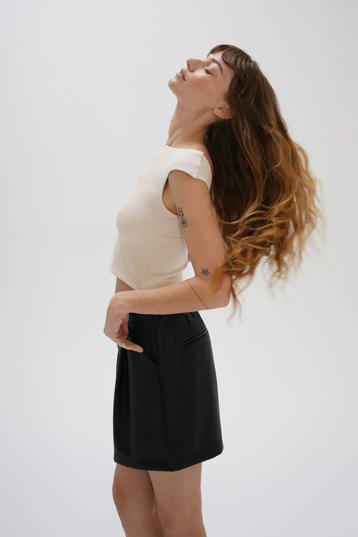 Perle Ribbed Top - Bone