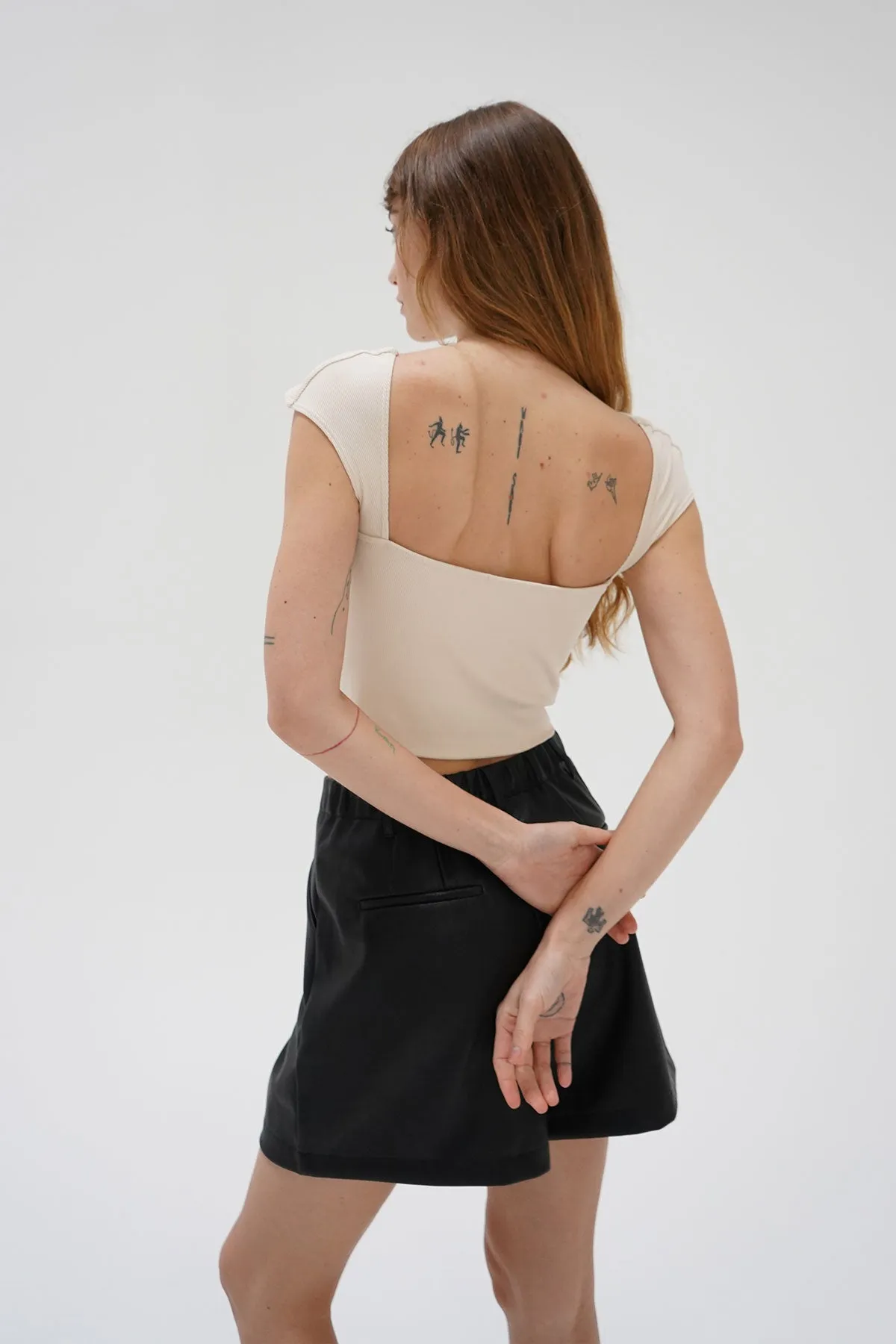 Perle Ribbed Top - Bone