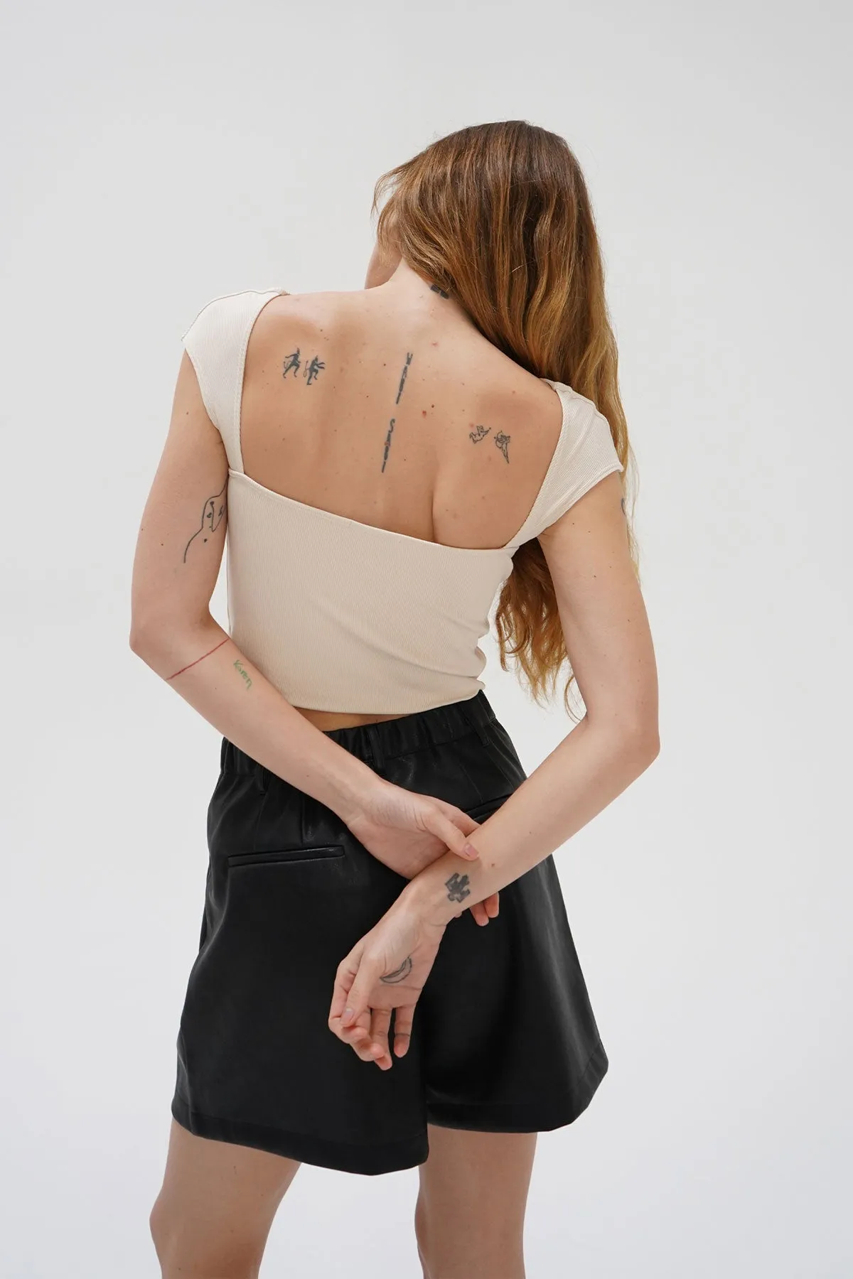 Perle Ribbed Top - Bone