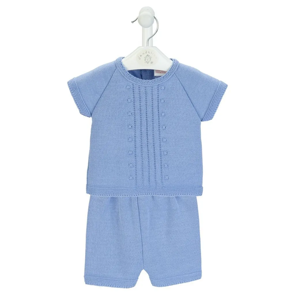 Petrol Blue Knitted T-Shirt & Shorts