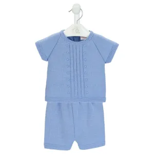 Petrol Blue Knitted T-Shirt & Shorts