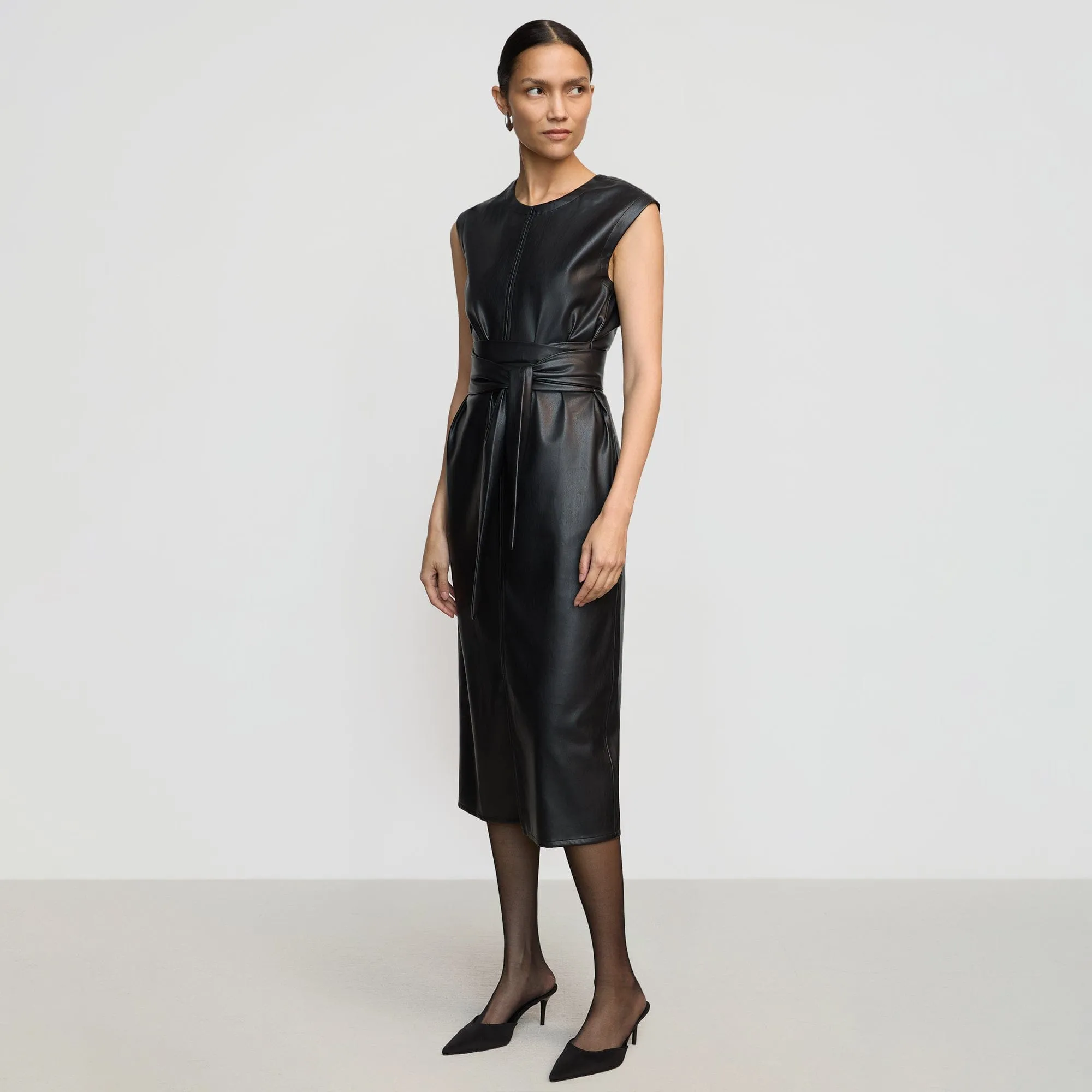Pilar Vegan Leather Tie-Front Dress