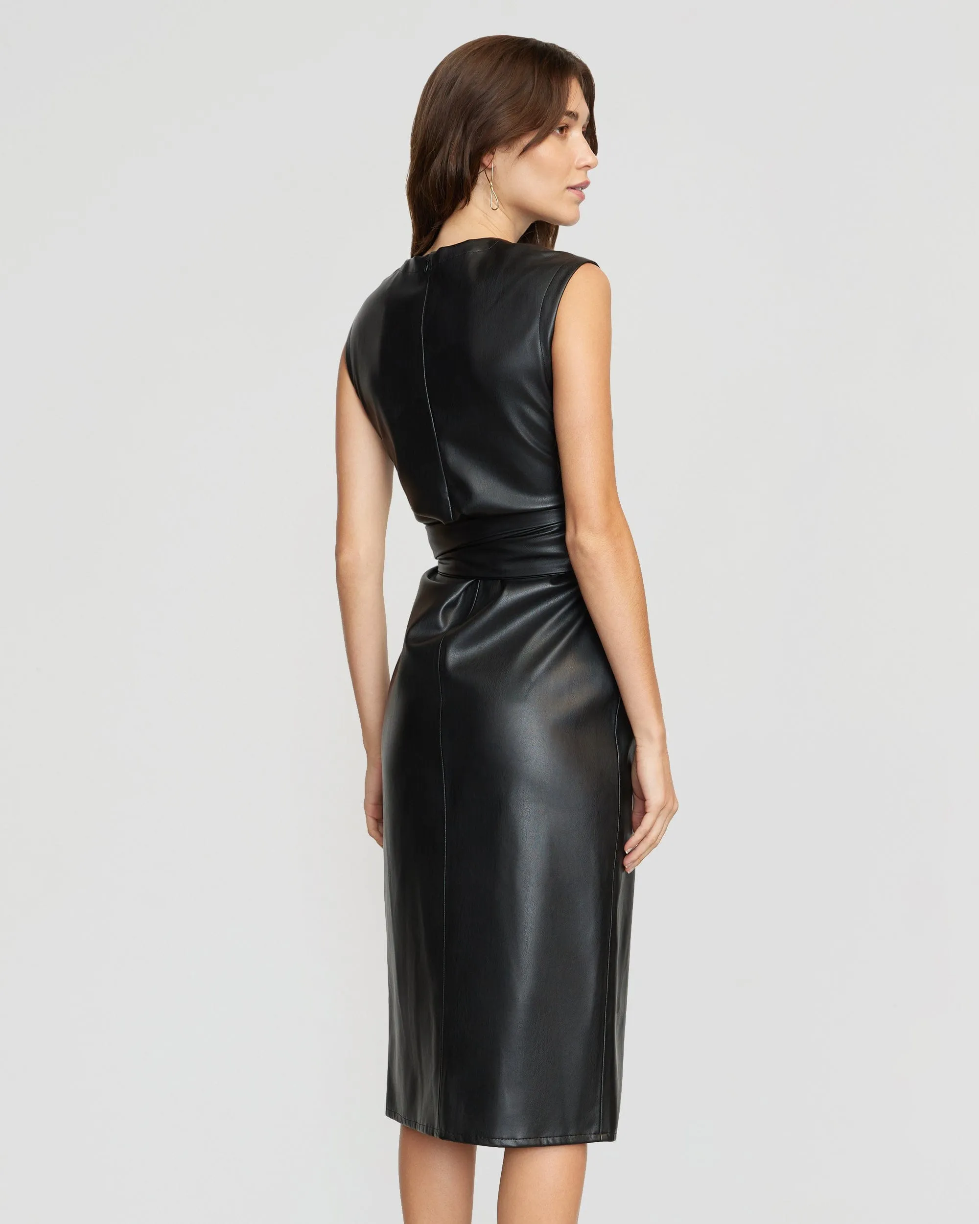 Pilar Vegan Leather Tie-Front Dress