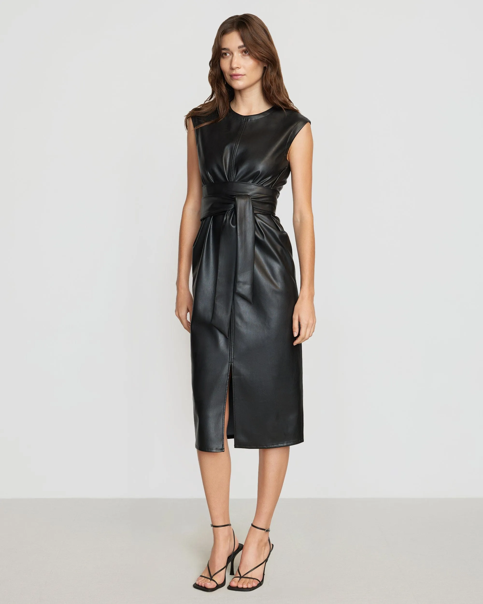 Pilar Vegan Leather Tie-Front Dress