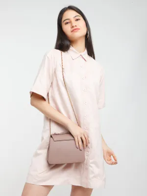 Pink Solid Fitted Short Dress