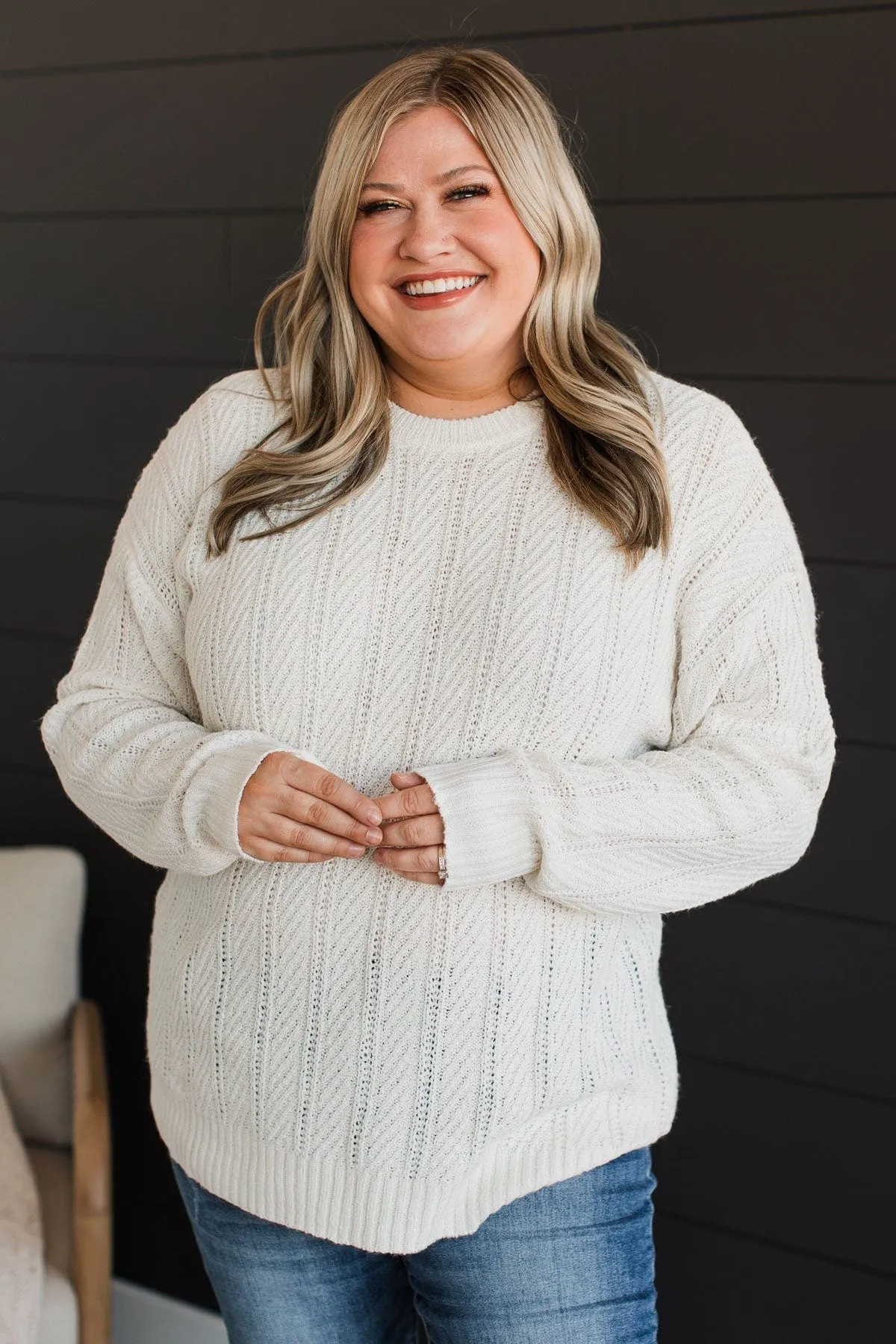 Pique Your Interest Knit Sweater- Ivory