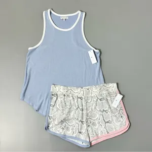 P.J. Salvage Tank Top Shorts Set in Blue and Ivory Snake Print Lounge