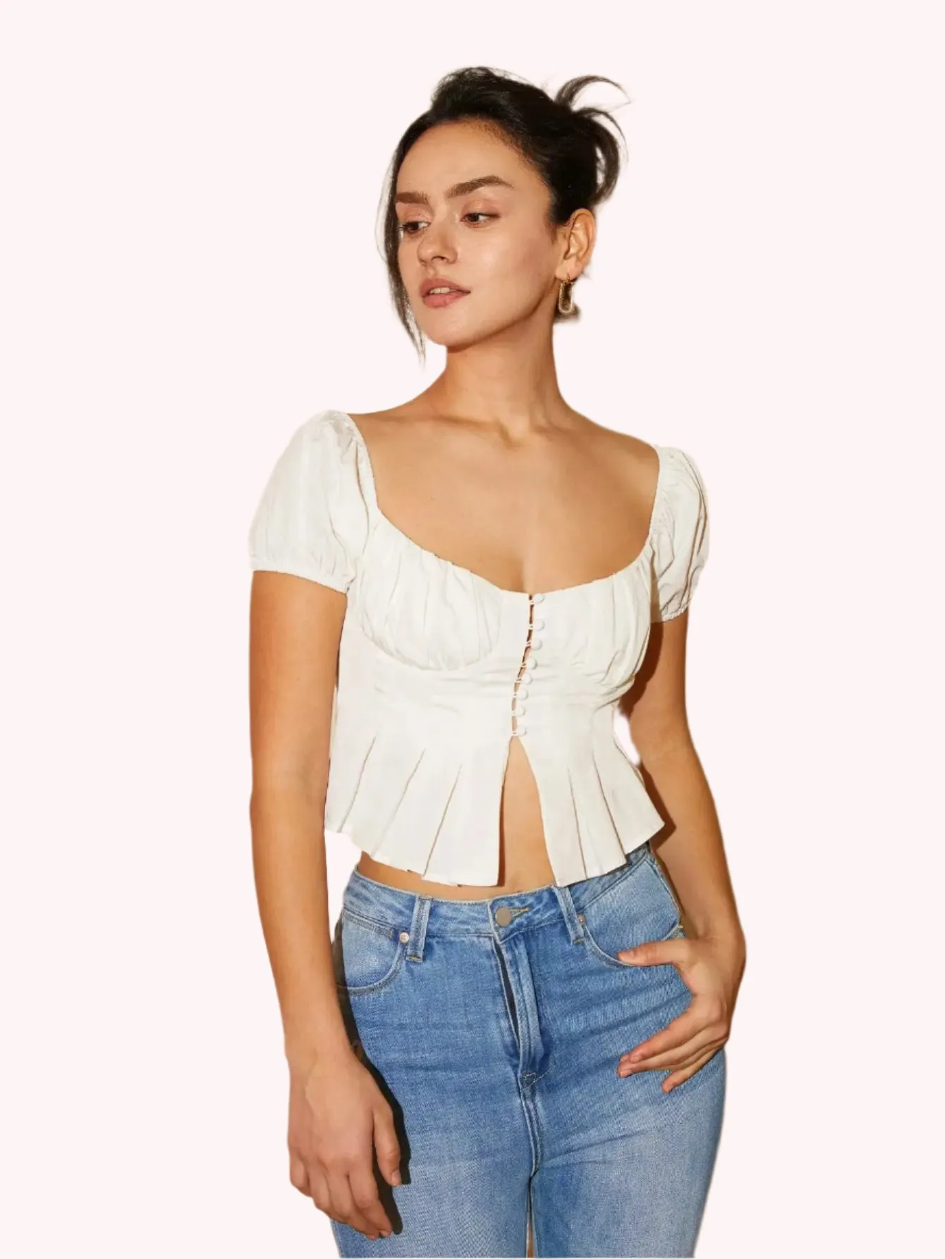 Pleated Crop Blouse
