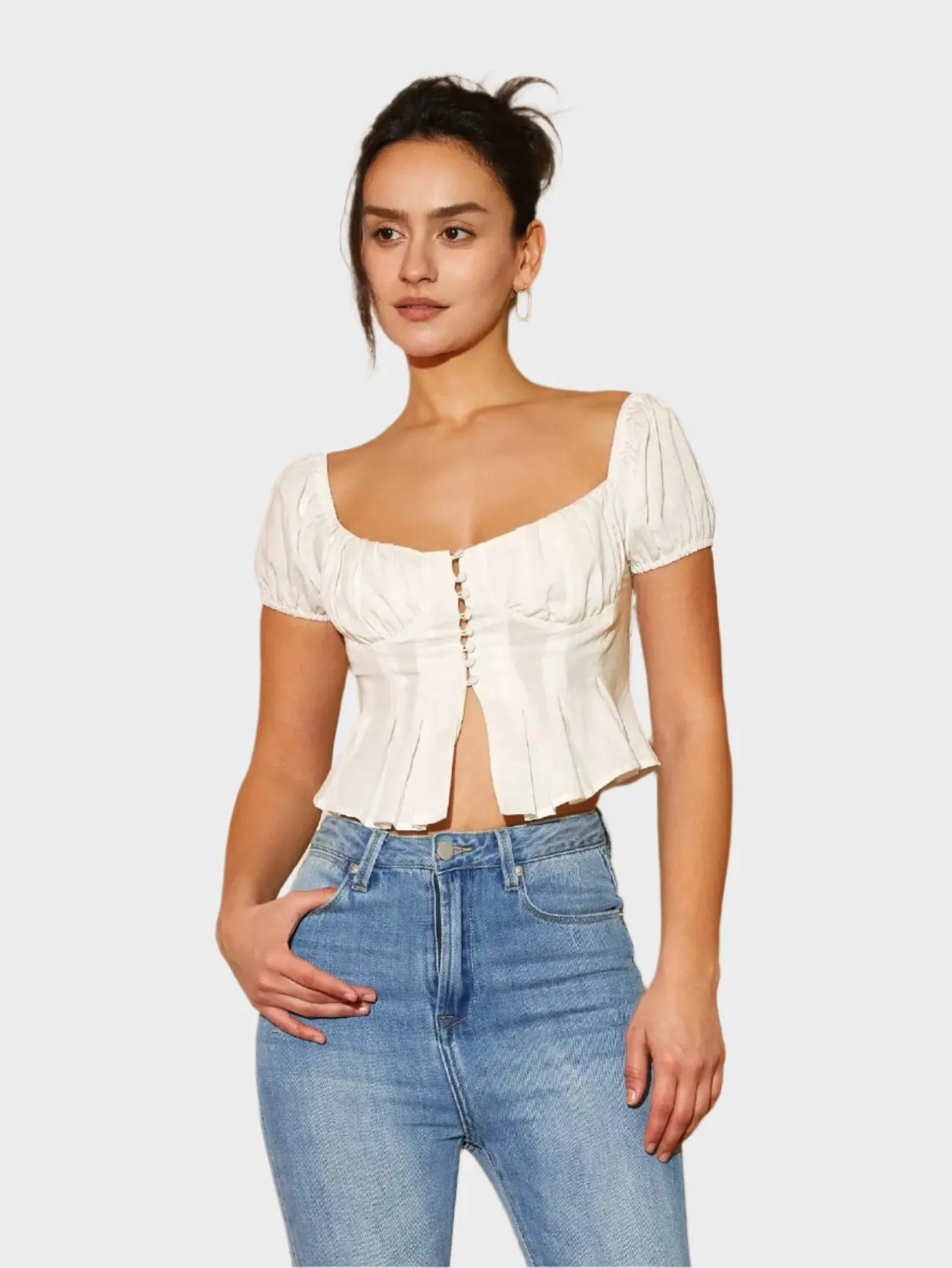 Pleated Crop Blouse