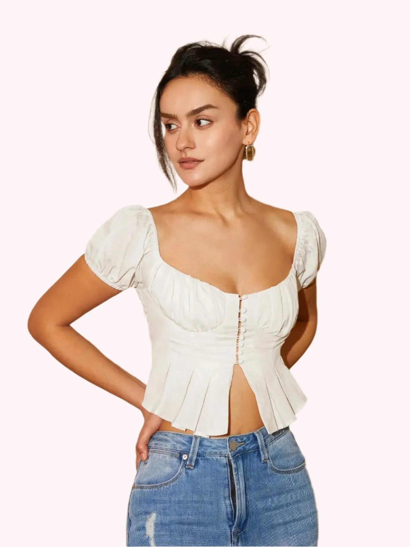 Pleated Crop Blouse