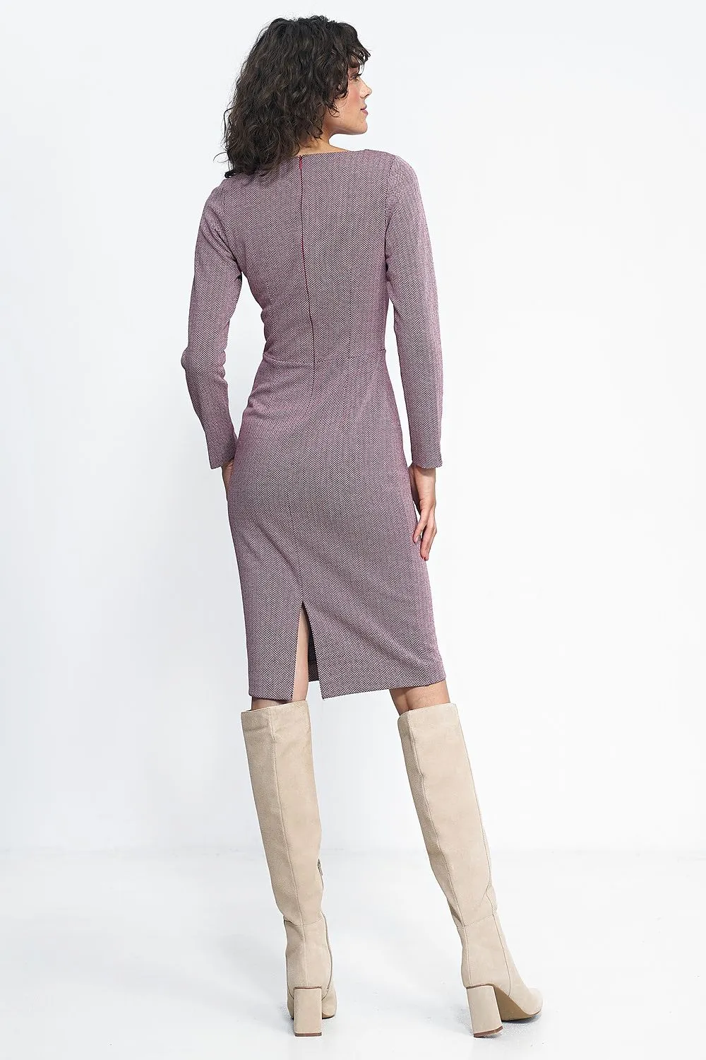 Pleated Neckline Fitted Dress