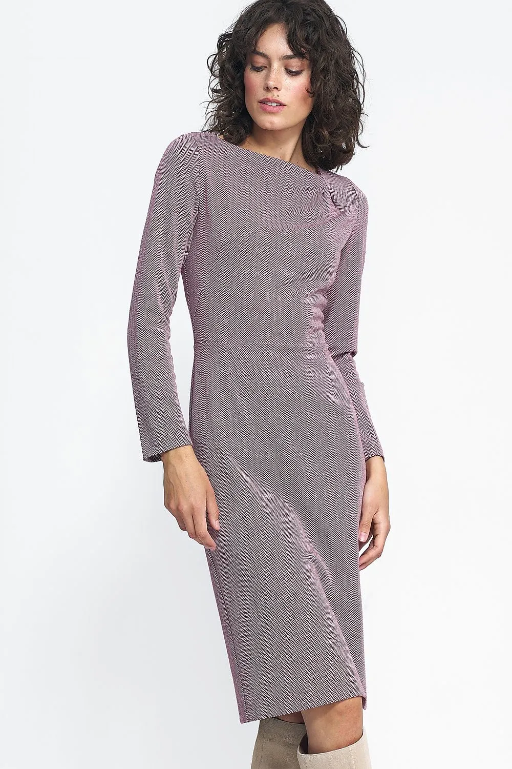 Pleated Neckline Fitted Dress