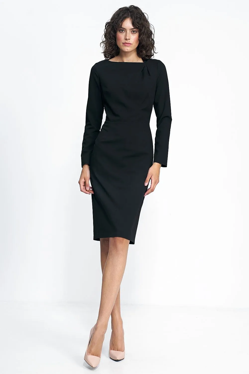 Pleated Neckline Fitted Dress