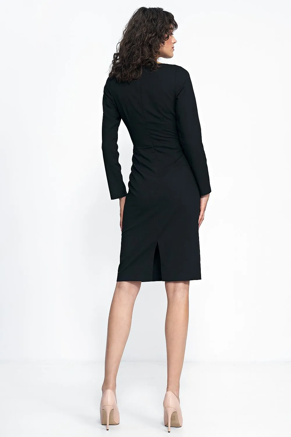 Pleated Neckline Fitted Dress