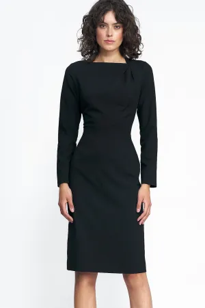 Pleated Neckline Fitted Dress