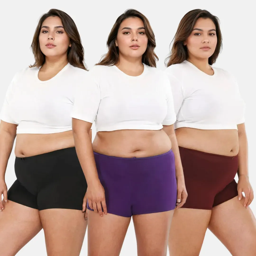 Plus Size BrZee Boyshorts | Adaptive Stretch | No Visible Panty Lines | Pack Of 3