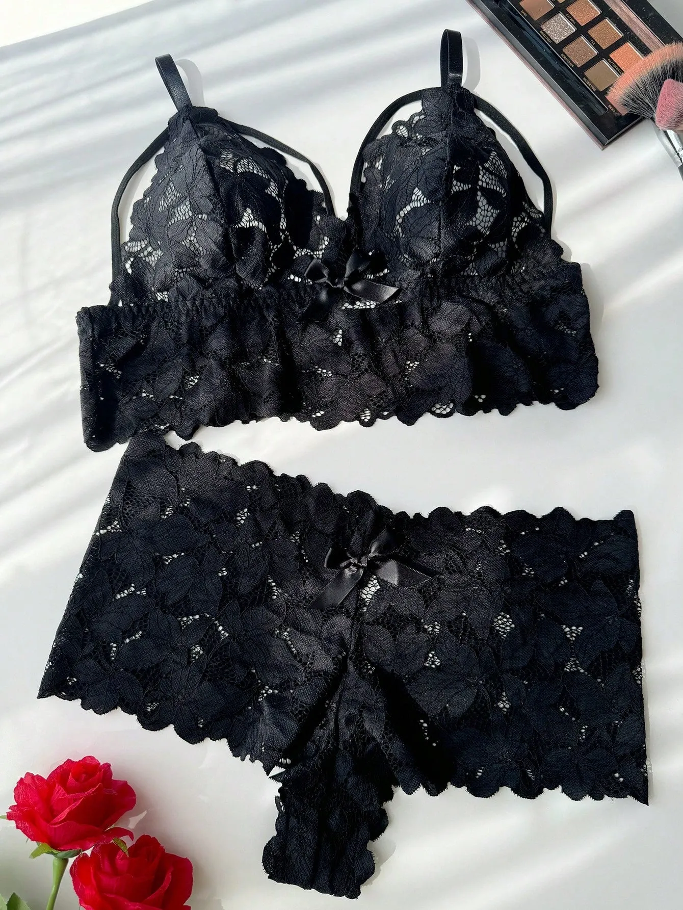 Plus Size Sexy Lace 2Pcs Lingerie Set For Women
