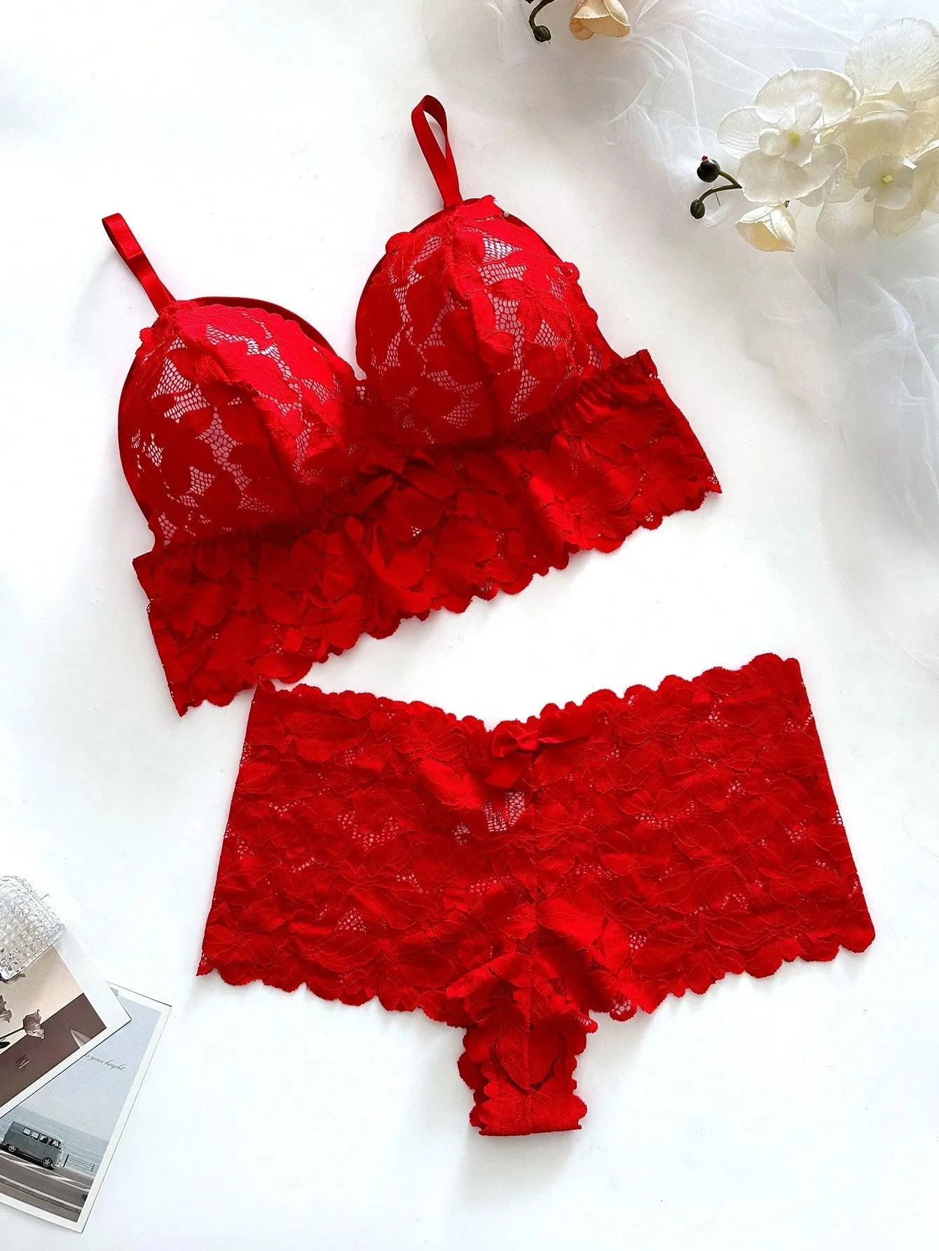 Plus Size Sexy Lace 2Pcs Lingerie Set For Women