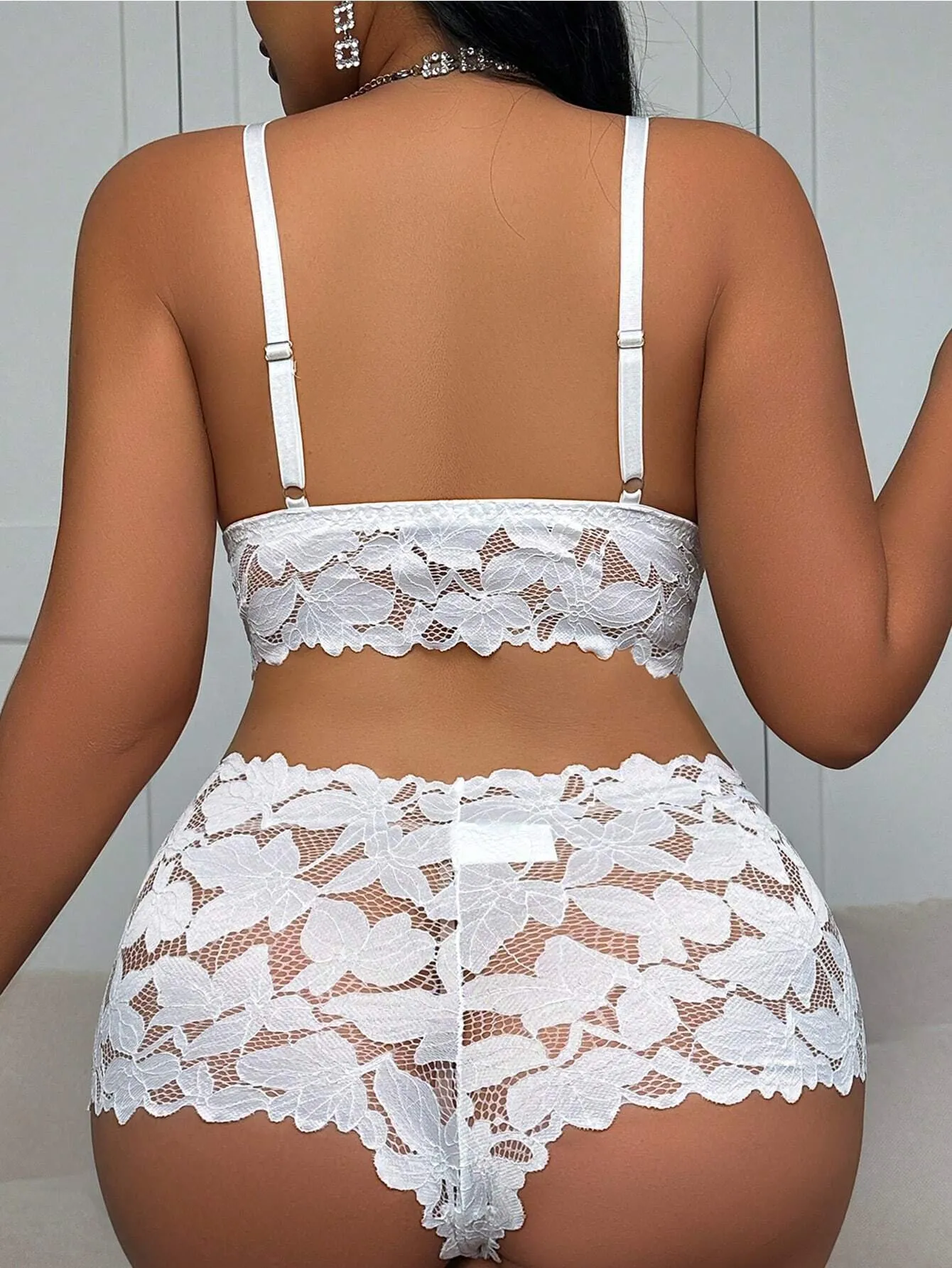 Plus Size Sexy Lace 2Pcs Lingerie Set For Women