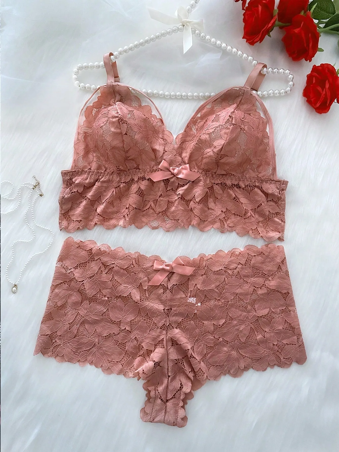 Plus Size Sexy Lace 2Pcs Lingerie Set For Women