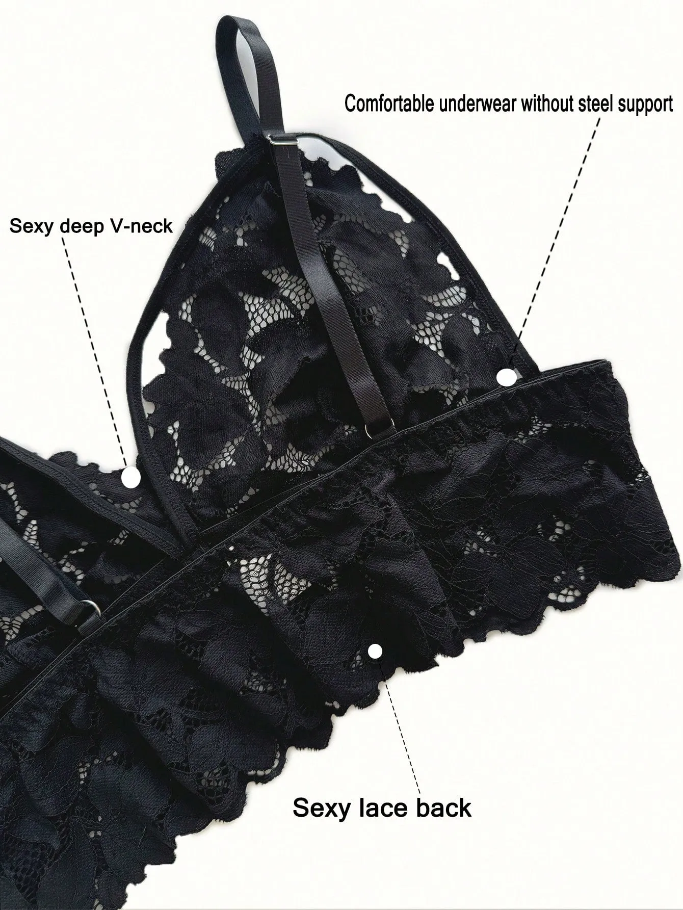Plus Size Sexy Lace 2Pcs Lingerie Set For Women