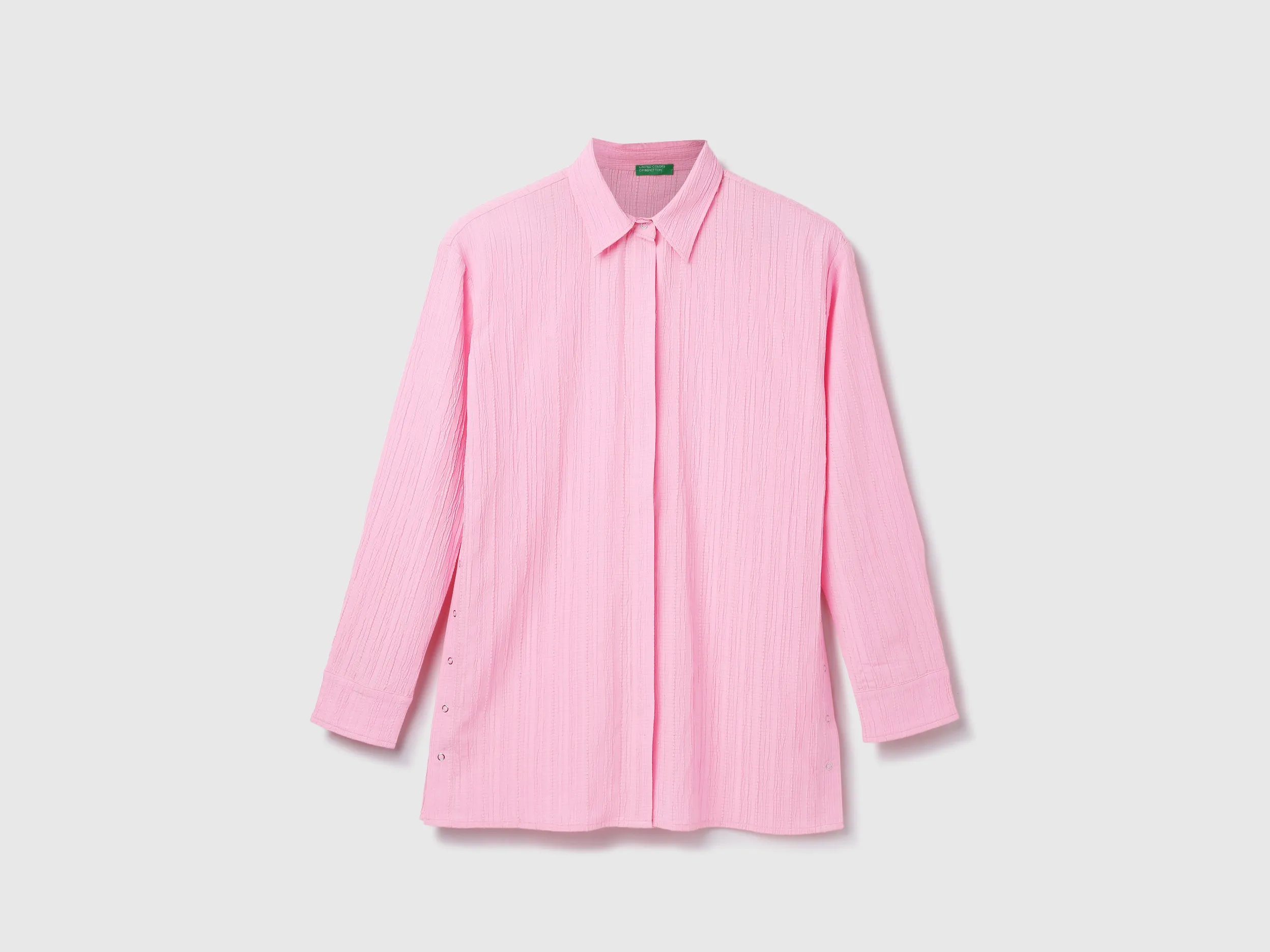 Polyester Solid Spread Collar Women Shirts